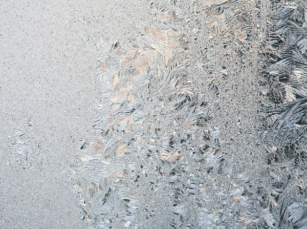 Frosty natural pattern on winter window — Stock Photo, Image