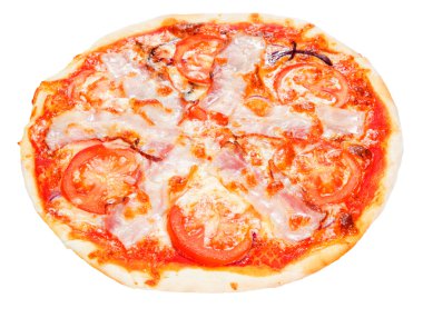 Beyaz arka planda pizza.