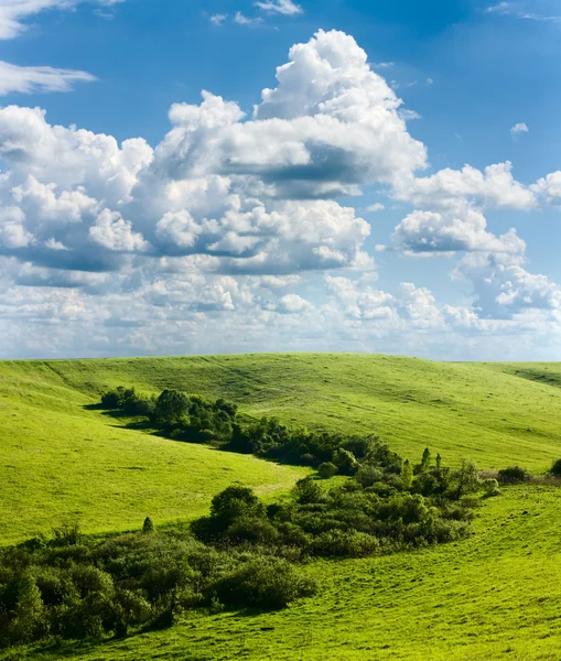 Прекрасный летний пейзаж и облачное небо — стоковое фото