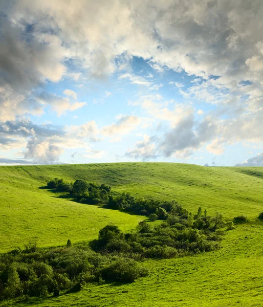 美丽的春天风景和多云的天空 — 图库照片