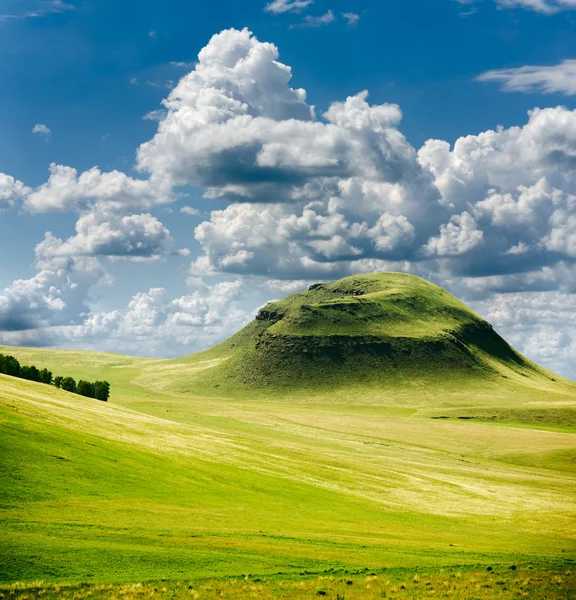 Beautiful spring landscape and cloudy sky — Stock Photo, Image