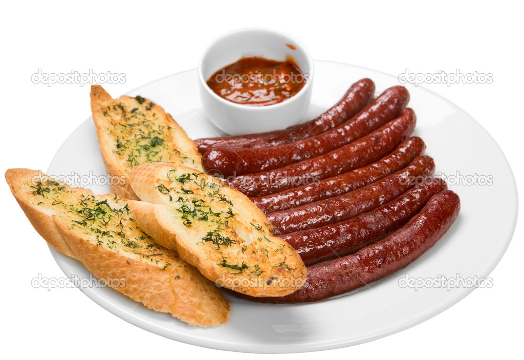 Chorizo a la parrilla en un plato — Foto de stock © gornist #13340496