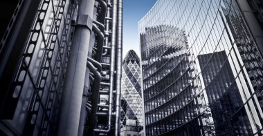 Londra'nın finans bölgesi içinde ünlü skysrcapers