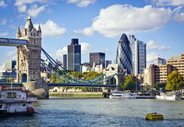 London skyline seen from the River Thames clipart