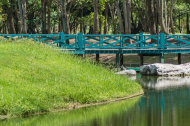 Parktaki tahta köprü