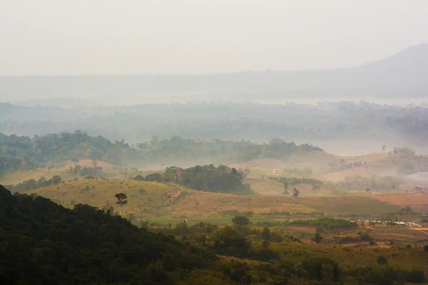 The hills in the fog. Morning landscape — Stock Photo, Image