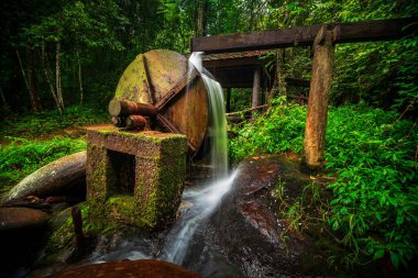 Su çarkı ve soğuk su ormandaki derede