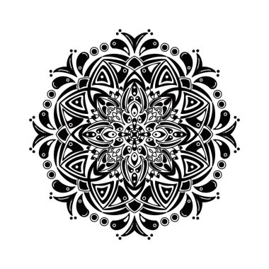 Süslü, yuvarlak desenli dekoratif arka plan (mandala). Hint tarzında tasarım için element