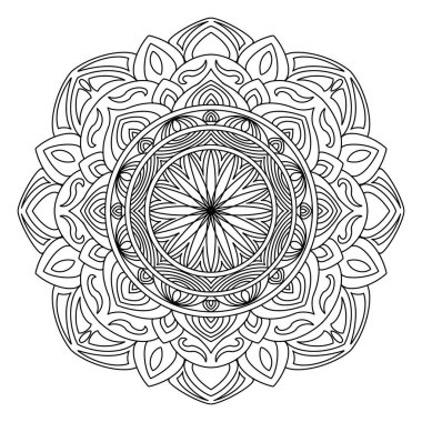 Süslü, yuvarlak desenli dekoratif arka plan (mandala). Hint tarzında tasarım için element