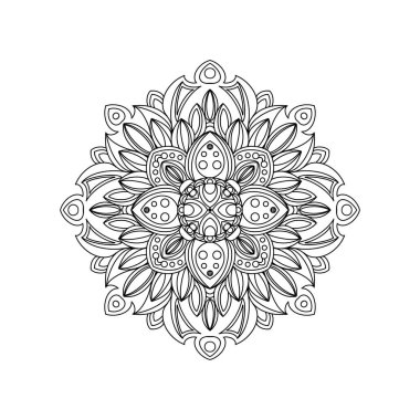 Süslü, yuvarlak desenli dekoratif arka plan (mandala). Hint tarzında tasarım için element