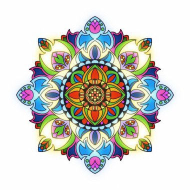 Süslü, yuvarlak desenli dekoratif arka plan (mandala). Hint tarzında tasarım için element