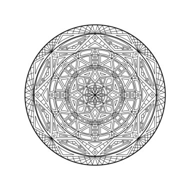 Süslü, yuvarlak desenli dekoratif arka plan (mandala). Hint tarzında tasarım için element