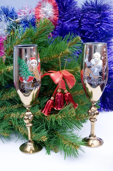 Two glasses with a fur-tree — Stock Photo, Image
