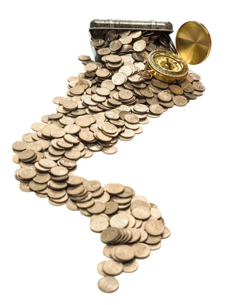 Caixa com moedas — Fotografia de Stock