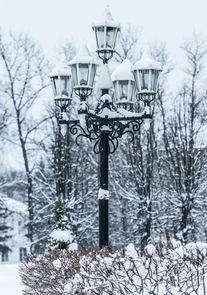 Lamp post in snow — Stock Photo, Image