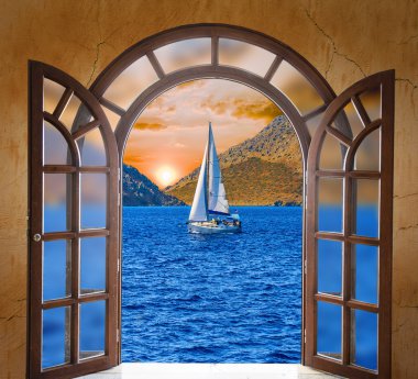 açık kapı ve kış orman