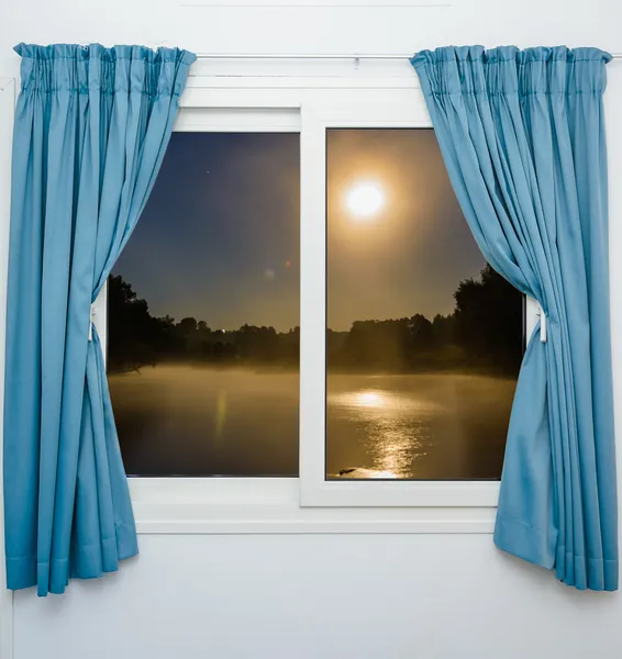 Window view of the full moon — Stock Photo, Image