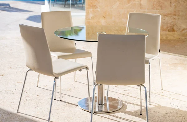 Interior Open Summer Cafe Tables Chairs — Stock Photo, Image