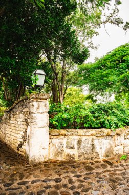 ancient arch built of stone in the village  Altos de Chavon