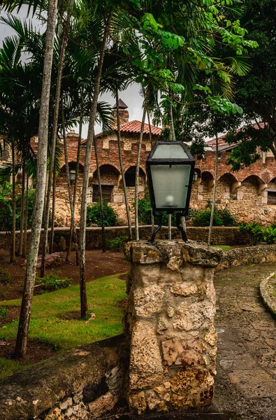 Lanternes Vintage Dans Les Rues Village Jungle Tropicale Altos Chavon — Photo