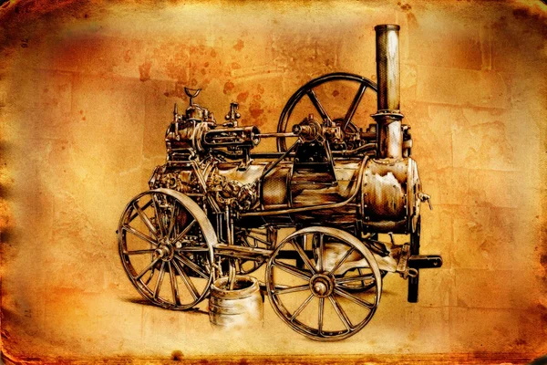 Stoommachine kunst ontwerp tekening — Stockfoto