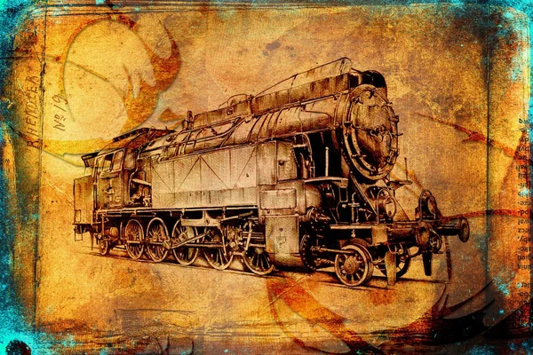 Diseño de arte de motor de vapor dibujo — Foto de Stock