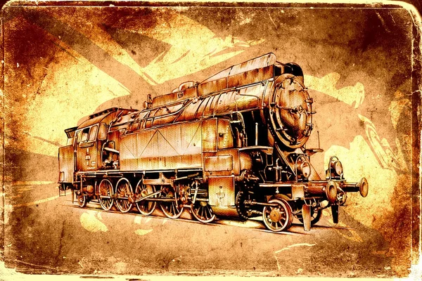 Diseño de arte de motor de vapor dibujo —  Fotos de Stock
