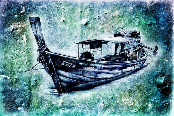 Boot Zee kunst ontwerp tekening — Stockfoto