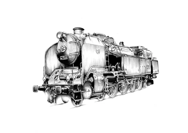 Diseño de arte de motor de vapor dibujo — Foto de Stock