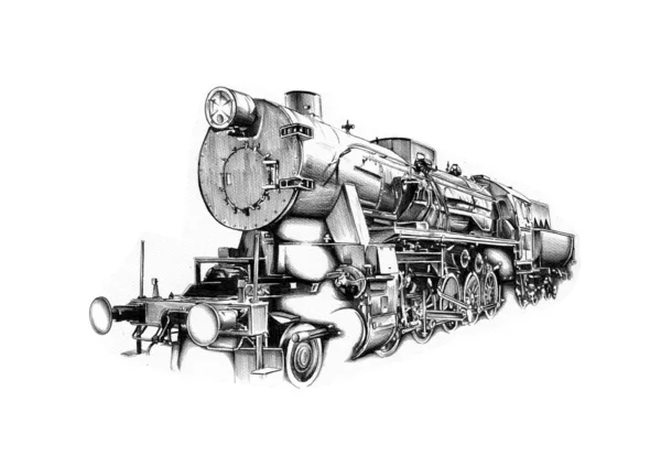 Buhar motoru sanat tasarlamak çizim — Stok fotoğraf
