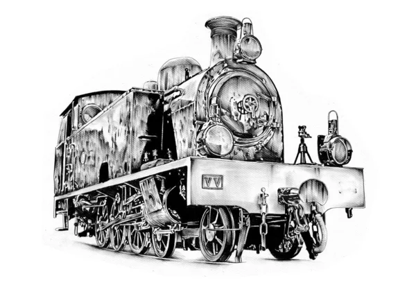 Diseño de arte de motor de vapor dibujo —  Fotos de Stock