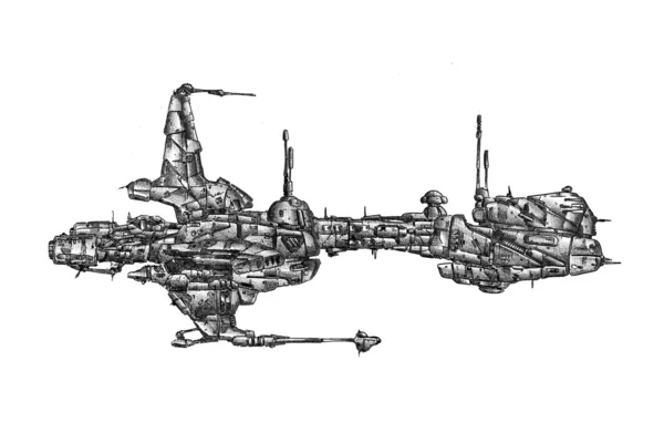 Космічний корабель художній малюнок фанстайл — стокове фото