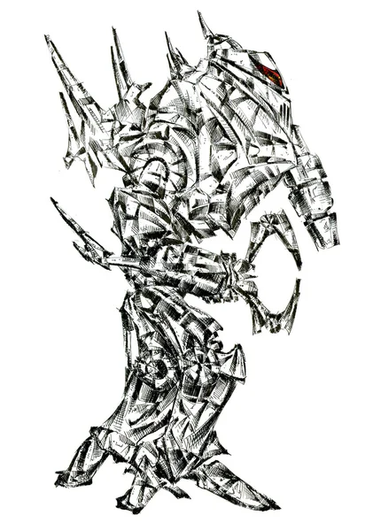 Robot cyborg arte dibujo fantasía — Foto de Stock