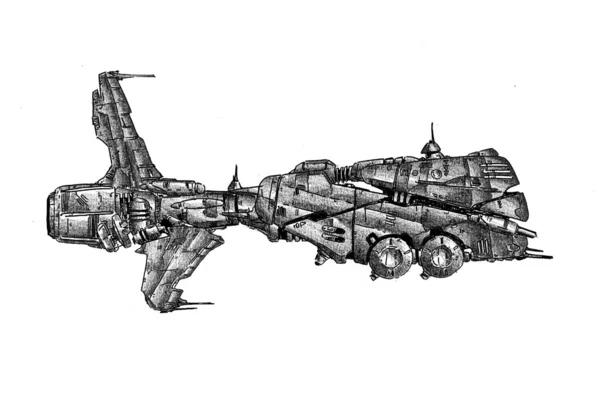 Statek kosmiczny sztuki rysunku fanstasy — Zdjęcie stockowe