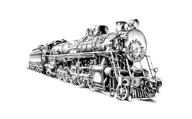 Eski buharlı lokomotif motoru antika