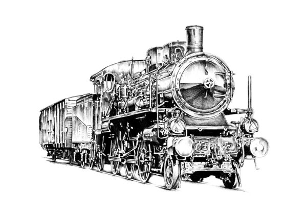 Old steam locomotive engine retro vintage