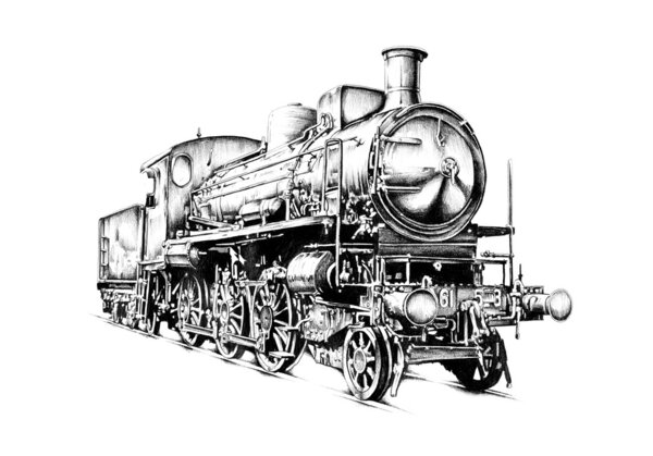 Old steam locomotive engine retro vintage