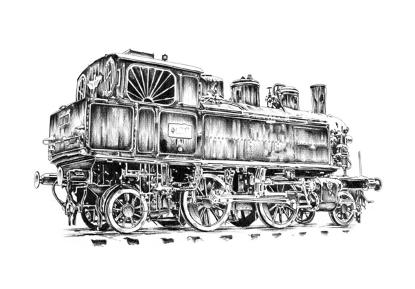 Старий паровозний двигун ретро вінтажний — стокове фото
