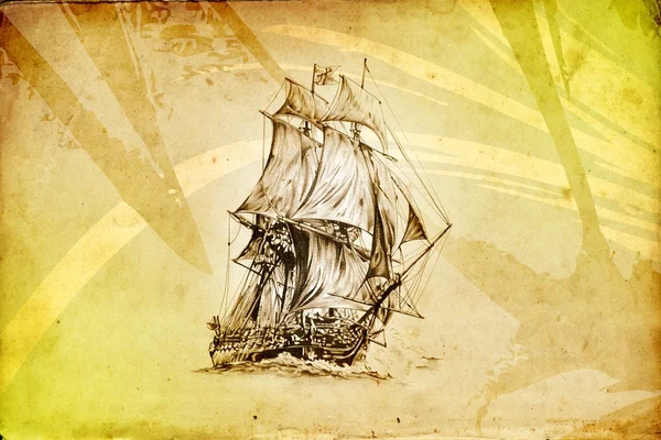Ручной рисунок мотива старинной лодки — стоковое фото