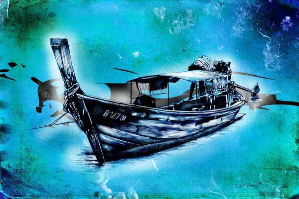 Antique bateau mer motif dessin fait à la main — Photo