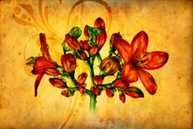 antika çiçek sanat el yapımı resim