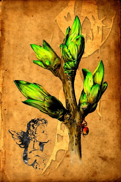 antika çiçek sanat el yapımı resim