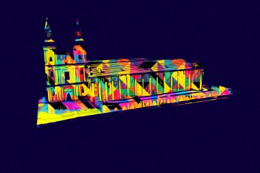 Hava kalesinden Klodzko Kilisesi. Sanat eserleri, antika eskizler.