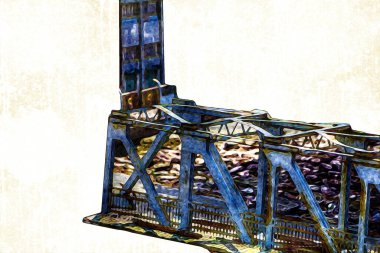 Klodzko demiryolu viyadük hava kalesi sanat illüstrasyonu antika eskiz eskizi