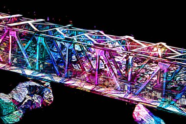 Klodzko demiryolu viyadük hava kalesi sanat illüstrasyonu antika eskiz eskizi