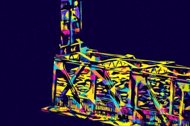 Klodzko demiryolu viyadük hava kalesi sanat illüstrasyonu antika eskiz eskizi