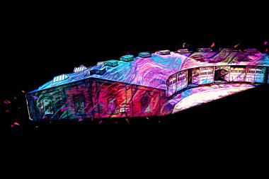 Tren garajı, Klodzko Polonya 'daki Roundhouse sanat illüstrasyonu antika eskiz.