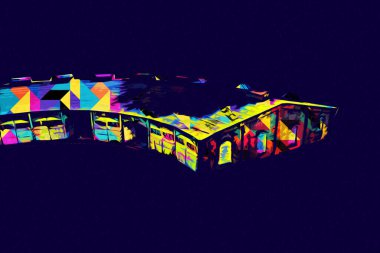 Tren garajı, Klodzko Polonya 'daki Roundhouse sanat illüstrasyonu antika eskiz.