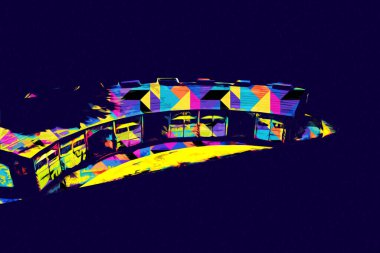 Tren garajı, Klodzko Polonya 'daki Roundhouse sanat illüstrasyonu antika eskiz.