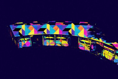 Tren garajı, Klodzko Polonya 'daki Roundhouse sanat illüstrasyonu antika eskiz.